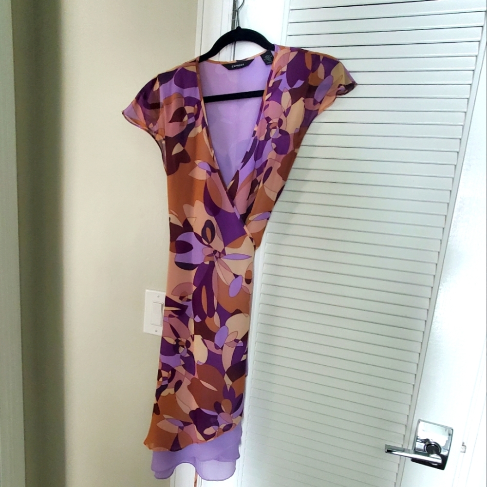 wrap print dress